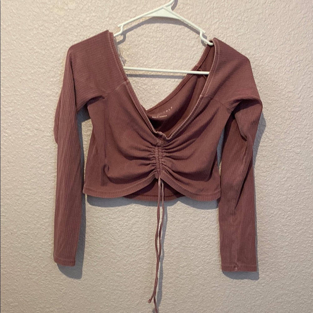 Women's Mauve Long Sleeve Ruched Top